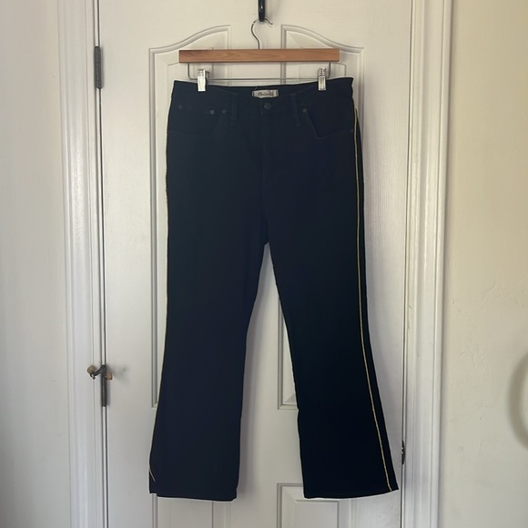 Madewell | Black Cali Demi-Boot Jeans Festive Gold Piping Edition Size 31/12 - Picture 4 of 13